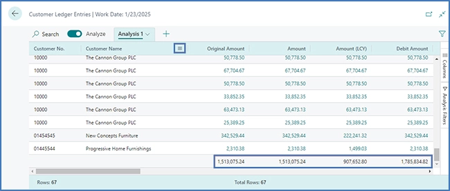 Dataanalysemodus dataomraade